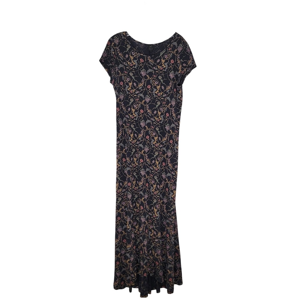 Peruvian Connection Arabesque T-Shirt Maxi Dress‎ Pima Cotton Modal Floral Sz M